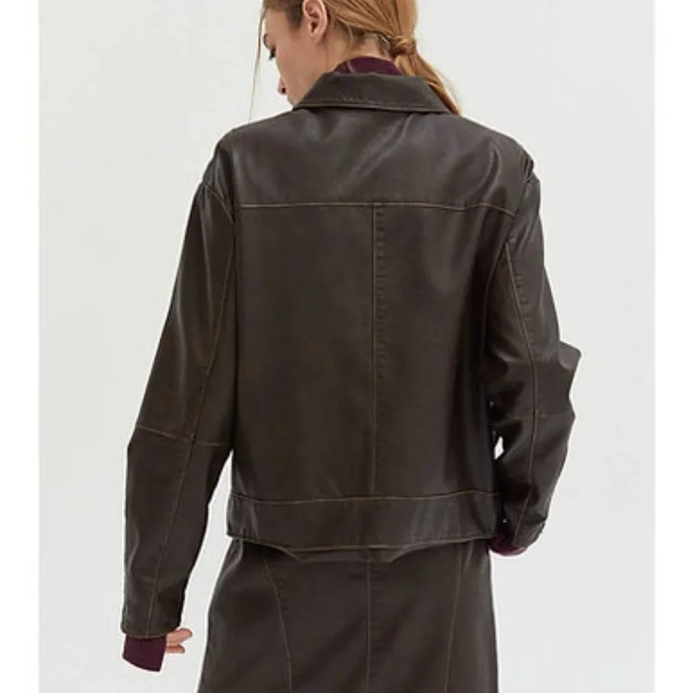 Java Vegan Distressed Leather Jacket - Picture 8 of 8